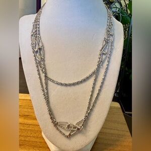 Vintage Sherman  Elegant Multi-Strand Silver Chain Statement Necklace -1960’s